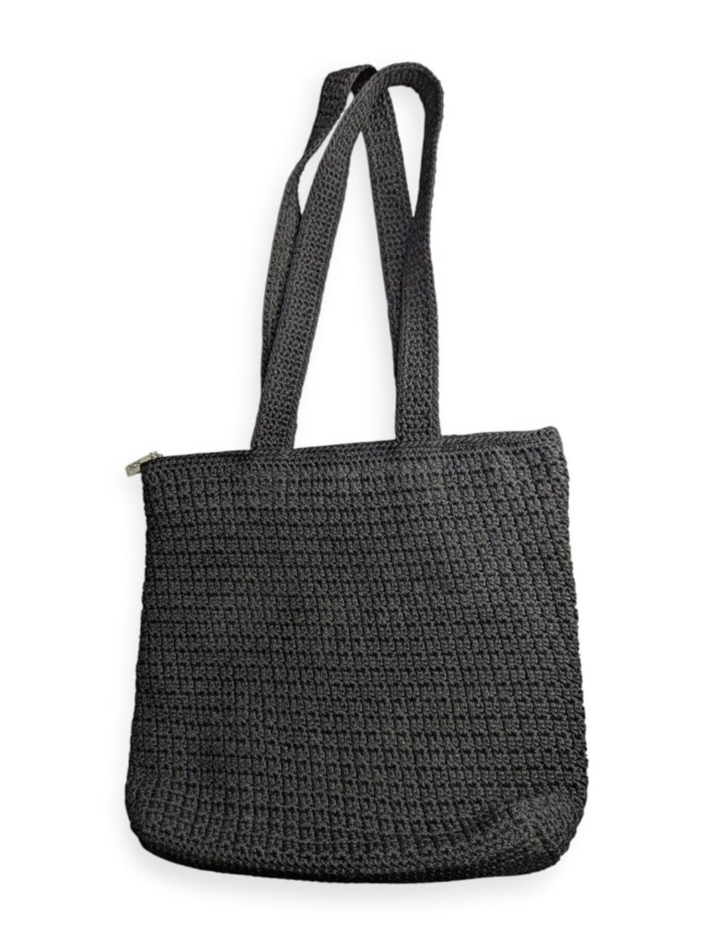 The Sak Woven Black Crochet Shoulder Bag 10" x 12" x 2.75"